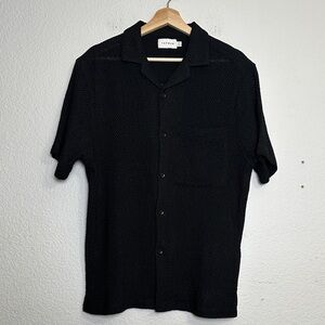 TopMan Mens Small Black See Through Short Sleeve Button Down Shirt‎